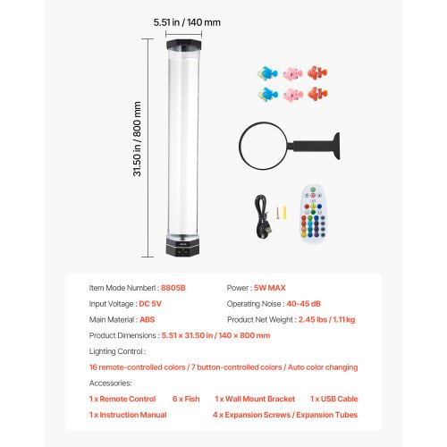 Lampe à Bulles Avec Méduses Flottantes - 16 Couleurs, Bluetooth Et Lumière D'ambiance - Parfaite Pour Se Détendre