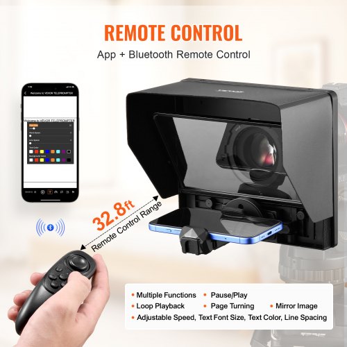 Téléprompteur Universel Portable Avec Télécommande - Compatible Smartphone, Tablette, Caméra, Pour Streaming Et Vidéo