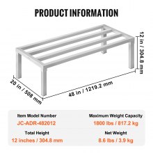 VEVOR Rack Calage Aluminium Support Stockage Commercial Soudé 121,9x50,8x30,5 cm