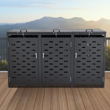 VEVOR Abri de rangement pour poubelles extérieur 3 x 240 L couvercle à chaîne