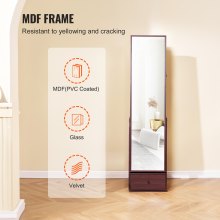 VEVOR Armoire à Bijoux avec Miroir Pivotante à 360° avec Rangement Marron Maison