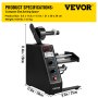 VEVOR AL-1150D Distributeur vertical d'étiquettes 220 V Machine à rembobinage d'étiquettes Longueur de l'étiquette 3-150 mm Largeur 4-140 mm