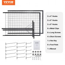 VEVOR Grille d’Exposition sur Pied 2 PCs Panneau Grille en Acier 617x1716 mm Charge 27 kg Présentoir Grille sur Pied Accessoires Complets Installation Facile pour Affichage Présentation Photo Mémo