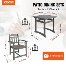 VEVOR – ensemble de salle à manger pour Patio extérieur, 5 pièces, meubles, Table et 4 chaises, pour jardin