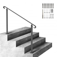 Sécurité Main Courante pour escalier Intérieur extérieur Kit de Support de  Rampe d'escalier Garde-Corps de Rampe Escaliers Poignée Rambarde de  sécurité - Métal Noir Fer forgé (30cm) zhuoxuan