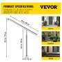 Dimensions de la rampe d'escalier en acier inoxydable VEVOR, avec des utilisations dans la maison, le jardin et l'hôtel.