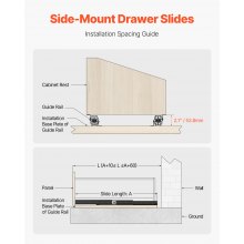 VEVOR Glissières de Tiroir sous Escalier Coulisses Armoire 400 mm Charge 117 kg