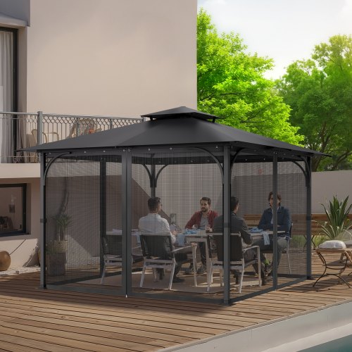 Moustiquaire pour tonnelle, lot de 4 moustiquaires pour terrasse
