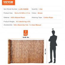 VEVOR Clôture en roseau pour aménagement paysager brise-vue 5x1,2 m lot de 2