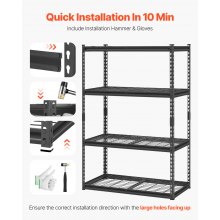 VEVOR Étagère de Rangement Garage Robuste Réglable 4 Niveaux Capacité 1089 kg