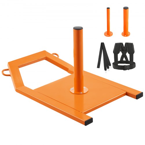 VEVOR Traîneau De Puissance Fitness Orange - Traineau Résistance Acier Jusqu'à 400 Lb - 25 Et 42 Mm