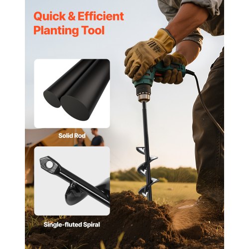 Tarière Pour Perceuse 60 Mm × 220 Mm – WERHE – Idéale Plantation Fleurs, Arbres, Jardin