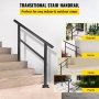 VEVOR Main Courante pour Escalier Noir, Balustrade Garde Corps Terrasse Rampe Escalier en Alliage d'Aluminium et Fer, Rambarde Escalier 121 x 89,5 cm