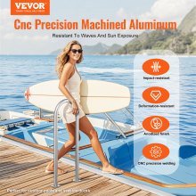 VEVOR Rampe Piscine Main Courante Aluminium Barre avec Plaque de Base 915x400 mm