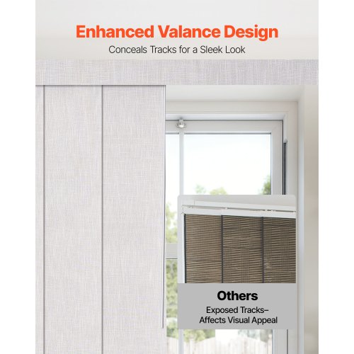 Store Panneaux Occultants VEVOR - Rail Extensible 116-218 Cm, Hauteur Max 243 Cm, Marron