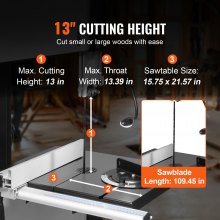 VEVOR Scie à Ruban d'Établi Travail Bois 340 mm 1100 W à Fonctionnement Continu