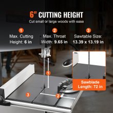 VEVOR Scie à Ruban d'Établi avec Support 245 mm 370 W à 2 Vitesses Réglables