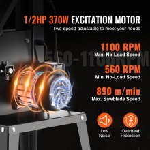 VEVOR Scie à Ruban d'Établi avec Support 245 mm 370 W à 2 Vitesses Réglables