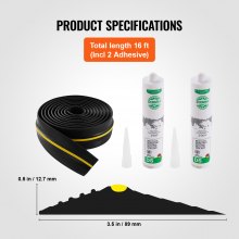 VEVOR Kit de joints de seuil pour bas de porte de garage universel 4,88 m noir