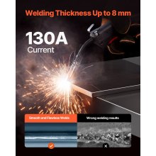 VEVOR Poste à Souder MIG 130 A Machine Soudage sans Gaz Fil Fourré Onduleur IGBT