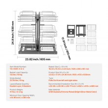 VEVOR Organisateur d'Angle Coulissant 3 Niveaux 6 Étagères pour Placard Cuisine