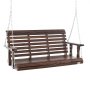 VEVOR Balançoire de porche en bois 1,2 m, banc de terrasse pour cour et jardin, forte capacité de charge améliorée 400 kg, banc de balançoire avec chaîne de suspension pour extérieur, marron carbonisé