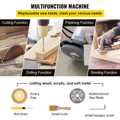 Gojoy – Scie circulaire sur table 4 pouces – Puissance 96W – Vitesse 9000/min – Épaisseur de coupe 1-29mm – Pour bois dur et métal