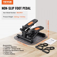 VEVOR Stepper à Torsion pour Fitness à Domicile avec Bande de Résistance Noir