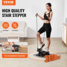 VEVOR Mini Stepper d’Exercices Fitness à Domicile avec Bande de Résistance Noir