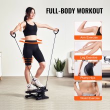 VEVOR Mini Stepper d’Exercices Fitness à Domicile avec Bande de Résistance Noir