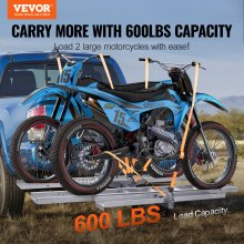 VEVOR Porte-Moto, Support de Moto sur Attelage en Alu pour 2 Motos, Charge 272 kg, avec Rampe Sangles et Stabilisateur, pour Scooter Tout-terrain Voiture Camion avec Récepteur d'Attelage de 50,8 mm
