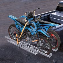 VEVOR Porte-Moto, Support de Moto sur Attelage en Alu pour 2 Motos, Charge 272 kg, avec Rampe Sangles et Stabilisateur, pour Scooter Tout-terrain Voiture Camion avec Récepteur d'Attelage de 50,8 mm