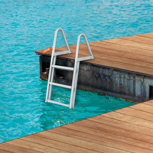 VEVOR Échelle De Quai 3 Marches Amovible En Alliage D'Aluminium - Charge 158,7 Kg Pour Bateaux, Pontons, Piscines