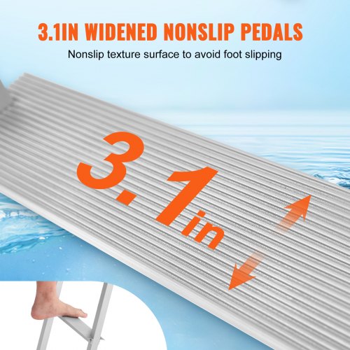 Échelle De Quai Amovible 5 Marches Aluminium - Capacité 500 Lb - Antidérapante Pour Bateau, Piscine Ou Lac