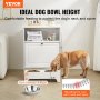 VEVOR Gamelles Chiens Surélevées Armoire de Rangement Aliments Jouets 60x35x80cm