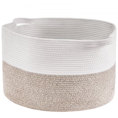 Panier De Rangement Rond Beige En Corde De Coton - Taille S, Idéal Jouets, Vêtements, Déco Scandinave