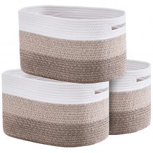 VEVOR Panier de Rangement Corbeille à Linge Corde Coton Tissé 22 L Lot de 3