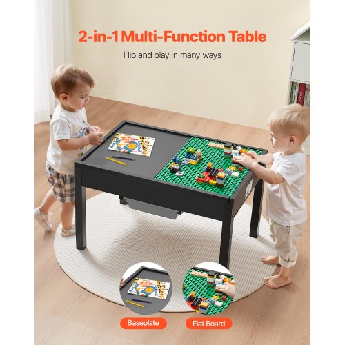 Tavolino Bambini Table De Jeu Enfant Avec 2 Chaises Et 251 Blocs - Table Multifonction Avec Rangement Activités Créatives