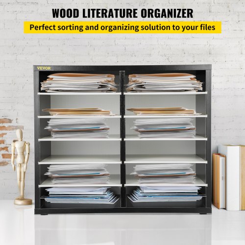 Organisateur De Bureau Bois VEVOR Blanc - 12 Compartiments Réglables - 520x305x410 Mm