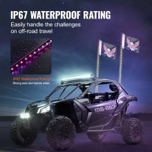 VEVOR Fouet Lumière LED 2PCs 0,9 m Antenne Lumineuse RGB avec Drapeau ATV UTV