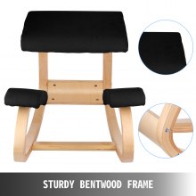 VEVOR Chaise ergonomique à genoux en bois avec coussin à mémoire de forme noir