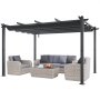 VEVOR Pergola rétractable extérieure 3 x 4 m avec auvent pare-soleil en alu gris