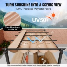 VEVOR Pergola rétractable extérieure 3x4 m avec auvent pare-soleil en alu beige