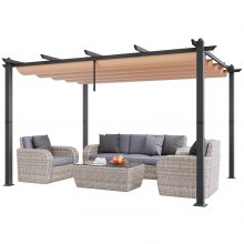 VEVOR Pergola rétractable extérieure 3x4 m avec auvent pare-soleil en alu beige