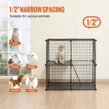 VEVOR Grande Cage Chat 2 Niveaux Enclos Métallique 711x711x711 mm avec Échelle