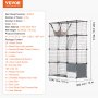 VEVOR Grande Cage Chat 4 Niveaux Enclos Métallique 1041x360x1397 mm avec Hamac