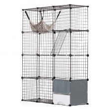 VEVOR Grande Cage Chat 4 Niveaux Enclos Métallique 1041x360x1397 mm avec Hamac