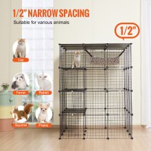 VEVOR Grande Cage Chat 4 Niveaux Enclos Métallique 1041x1041x1397 mm avec Hamac