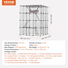 VEVOR Grande Cage Chat 4 Niveaux Enclos Métallique 1041x1041x1397 mm avec Hamac