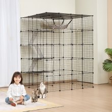 VEVOR Grande Cage Chat 4 Niveaux Enclos Métallique 1371x1041x1754 mm avec Hamac